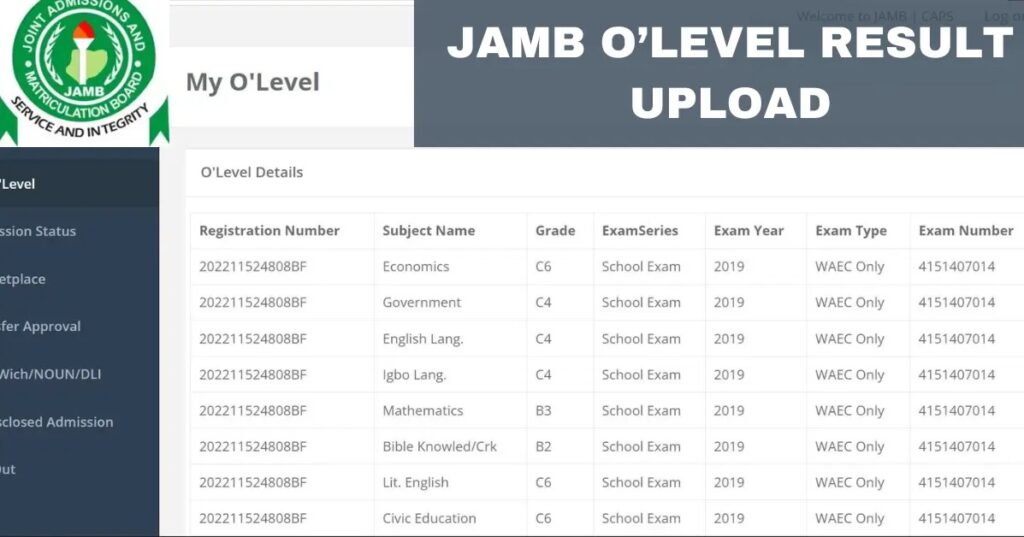 How to Upload O’level Result on JAMB Portal